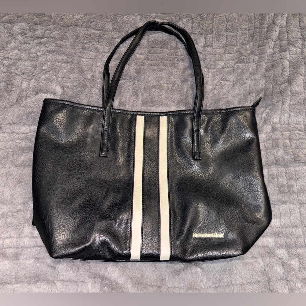 Montana West Black and White Leather Tote Bag
